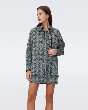 Diane von Furstenberg Medusa Jacquard Mini Dress + Pennie Knit Collared Jacket